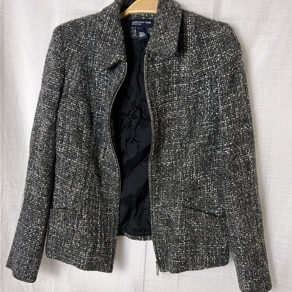 jacket,wool blend,zip, fitted,tweed, preppy clueless,academia,career,great cond - Picture 8 of 15